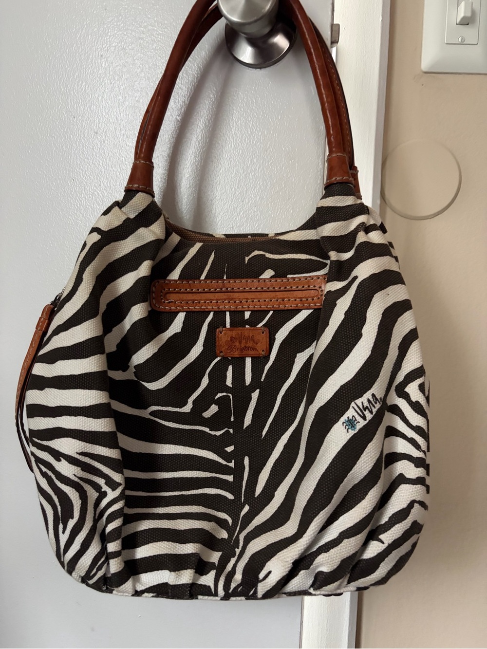 Brighton Vera Collection Zebra Print Shoulder Bag